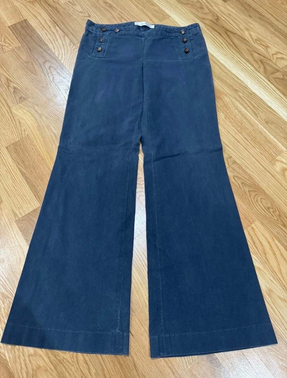 Ulla Johnson Cotton Linen Sailor Button Flared Wide Leg Pants Size 10